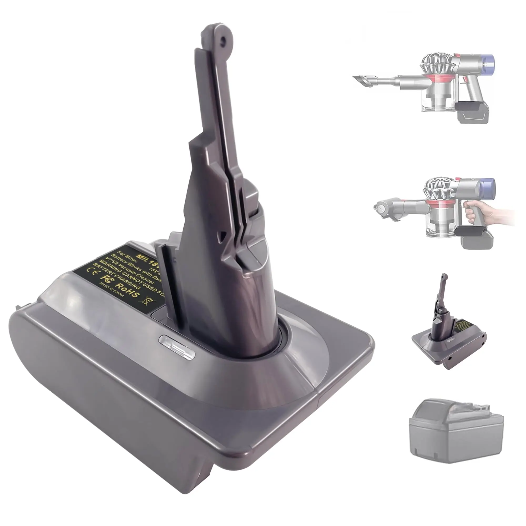 

HAKSINKY MIL18V7V8 New Version Battery Adapter for Milwaukee M-18 18V Li-ion Battery Convert To Replace for Dyson V8 V7 Battery