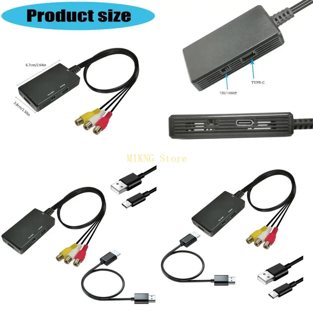 

RCAs Composite To HDTV Adapters 1080P Resolution For Projectors Monitor Streaming best sale