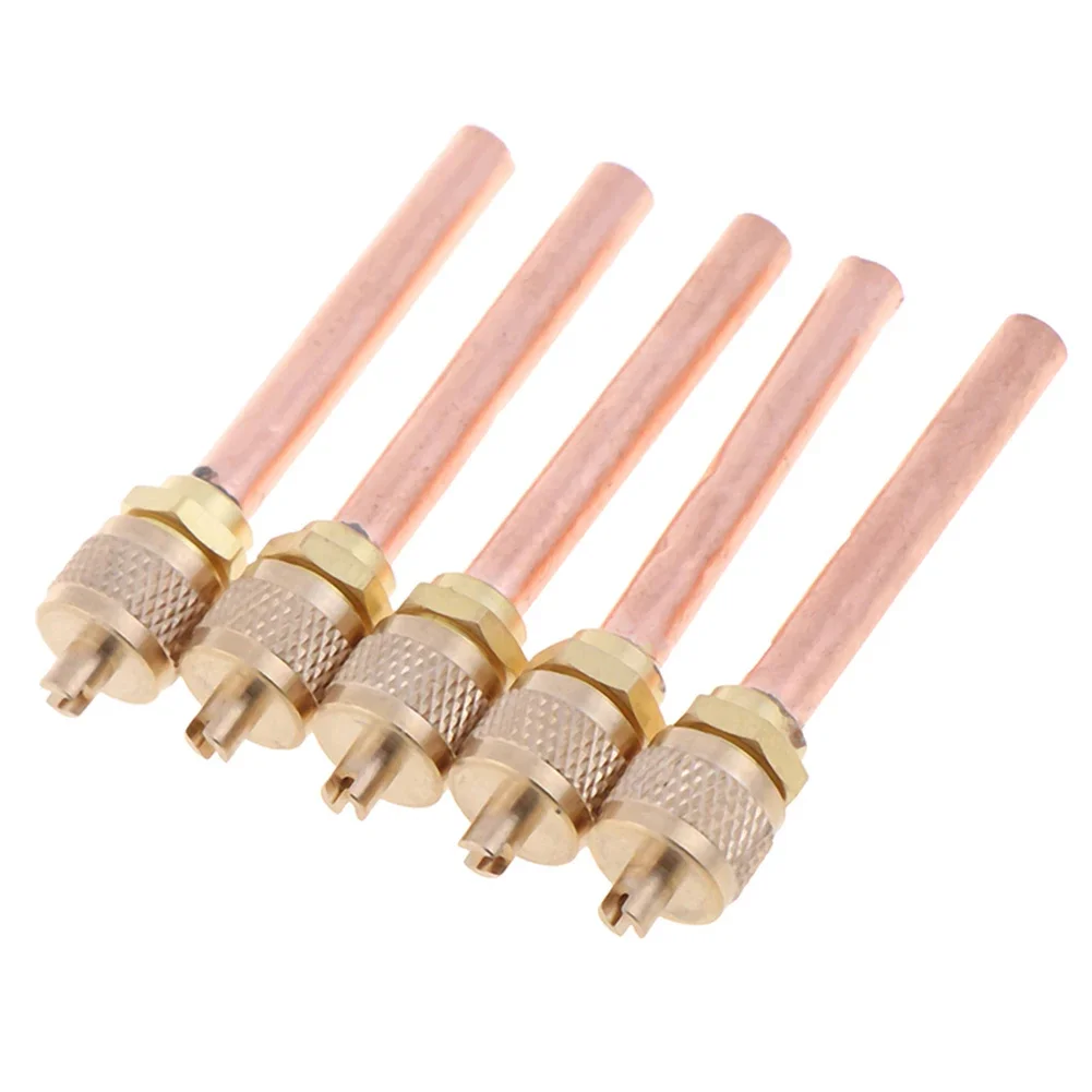 5PCS Refrigeration Access Valves Copper Tube Filling Parts Replacements AC Air Conditioner Refrigeration Access Valve