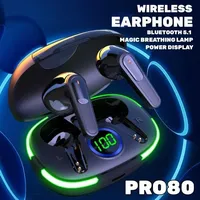 Pro80 TWS Wireless Earphones Bluetooth 5.3 Fone Headphones Sports Headset Touch Control Earbuds with Microphone for Smartphones