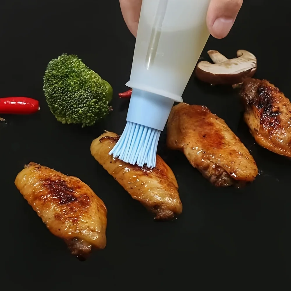 

Temperature Resistant Basting Brush Silicone Oil Bottle Brush Oil Dispenser Bottle With Barbecue Brush High Kitchen BBQ Tools