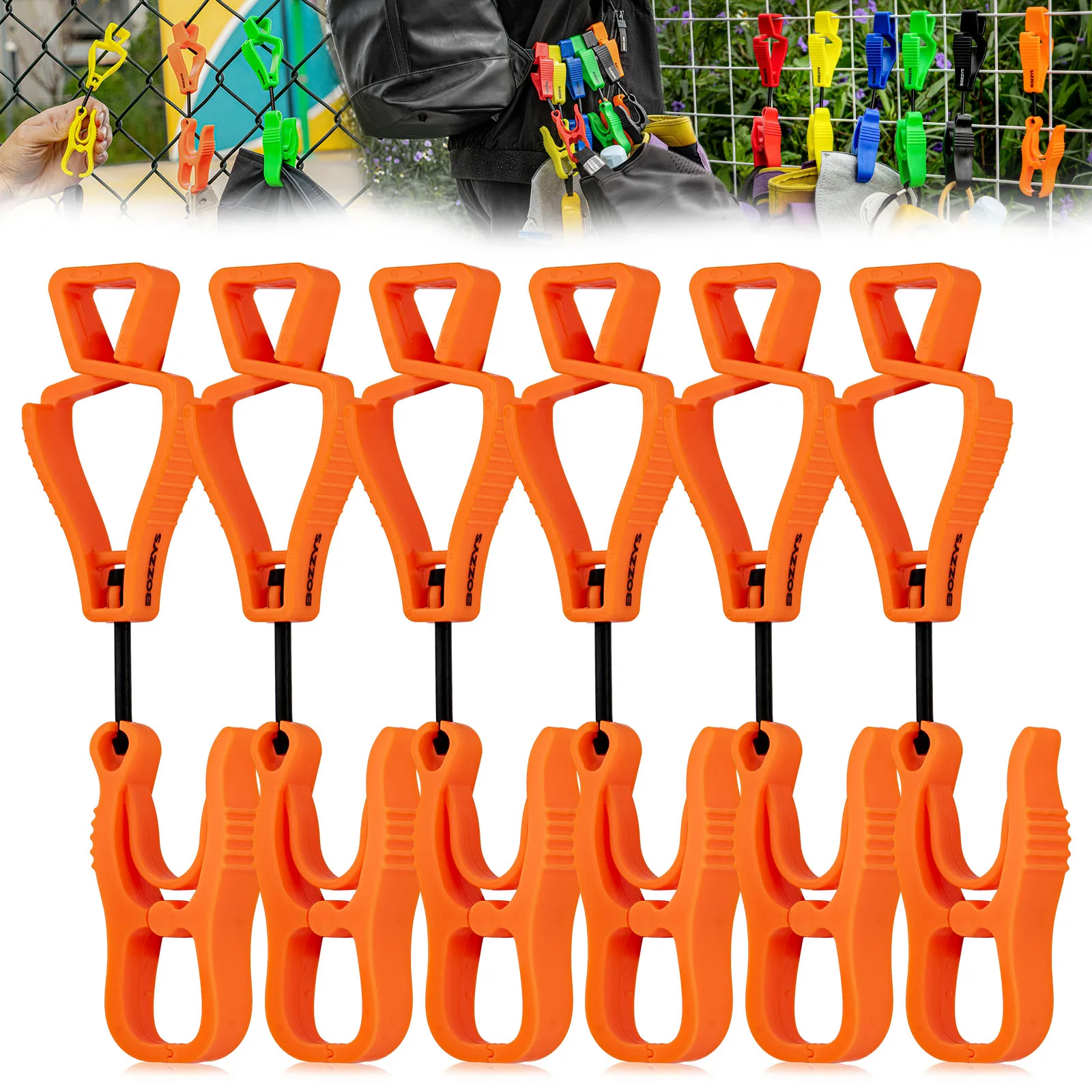 BOZZYS 6 Pack Glove Clips For Work Glove Holders Glove Clip Hanger Safety Glove Holder Plastic Working Gloves Clip Work Clamp