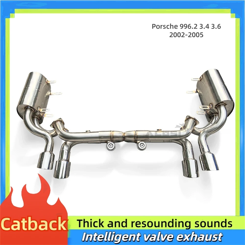 

Выхлопная система Catback для Porsche 996.2 3.4 3.6 2002-2005, нержавеющая гоночная ось, задняя спортивная выхлопная система с управлением клапаном, 4 наконечника
