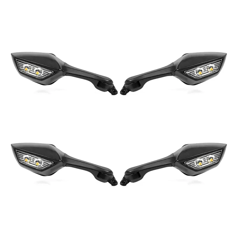 2Set Motorcycle Rearview Mirrors With LED Turn Signals Lights For Kawasaki Ninja ZX-10R ZX10R ZX 10R 2011-2015