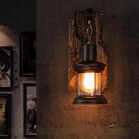 Antique Style Industrial Wood Wall Sconce Light E27 Rustic Wall Lamp Decorate Wall Light Iron Metal Art for Bar Loft Corridor