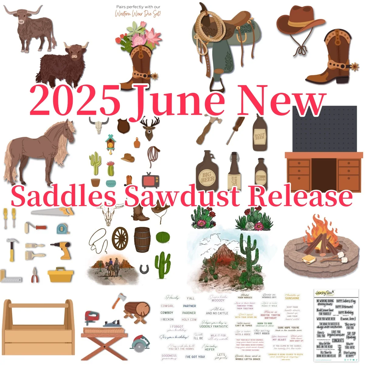 

Blooms Scene and Sawdust Tools Box Stamps Cutting Dies Stencil Hot Foil for DIY Making Card Scrapbook Craft Supplies Template