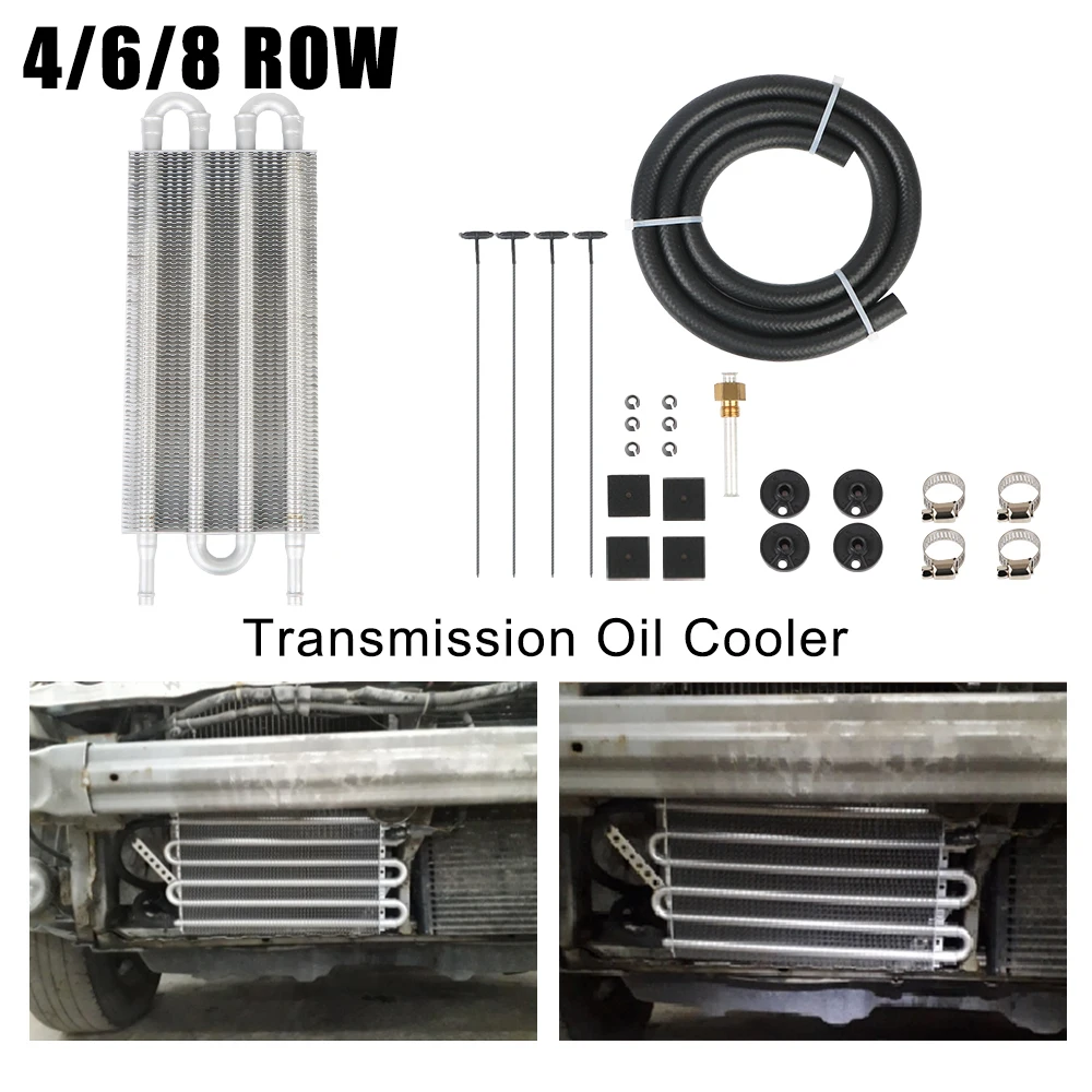 Radiador de transmisión, sistema de refrigeración diferencial trasero, Enfriador de aceite de motor automático de 4/6/8 filas, condensador de coche con tubo de goma