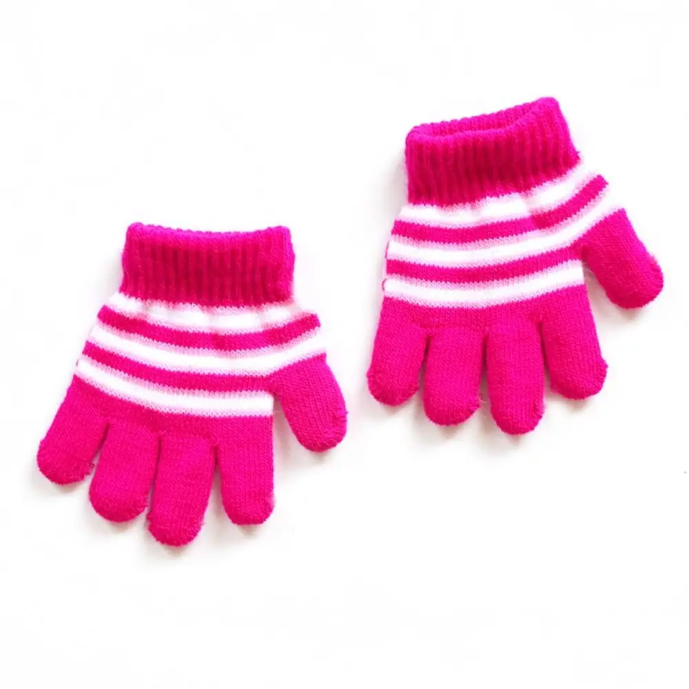 

Comfortable Girls Children Soft Warm Winter Baby Mittens Printed Stripe Thickened Finger Gloves