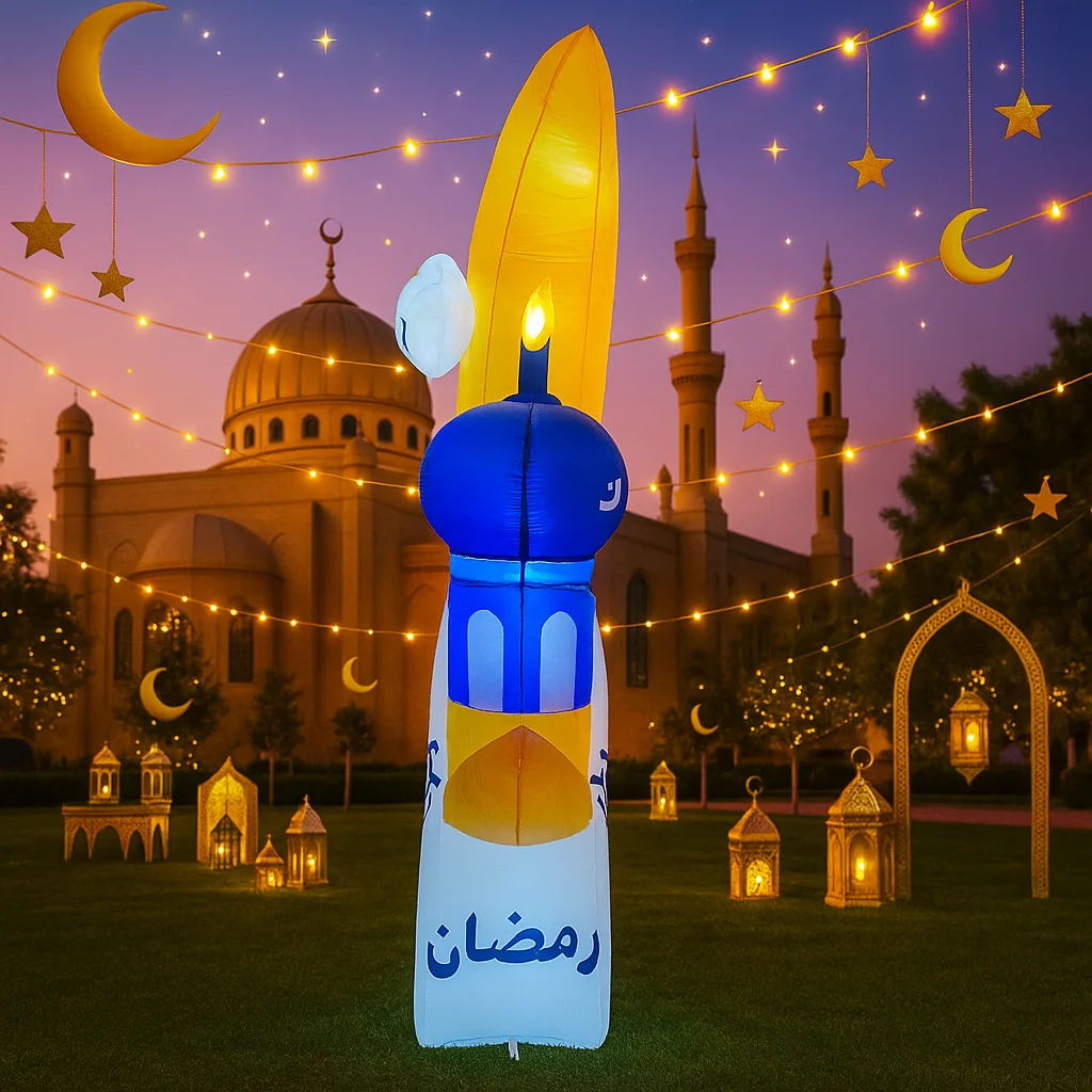  1,8 M/5,9 FT Aufblasbare Spielzeug Muslimischen Eid DIY Dekoration Urlaub Ramadan Festival Mond Dekor Garten Hof LED Licht ornament Geschenk