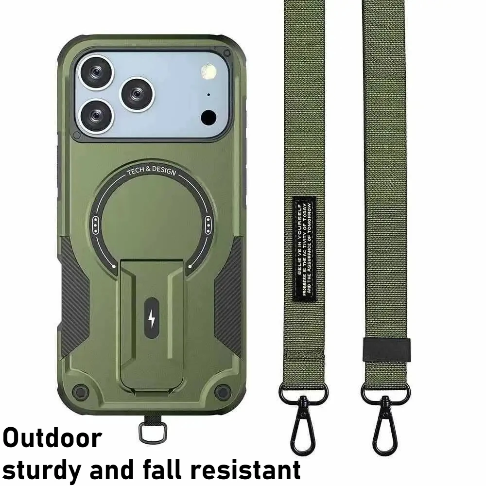 Outdoor Sturdy Magnetic Stand Armor Phone Case For IPhone 17