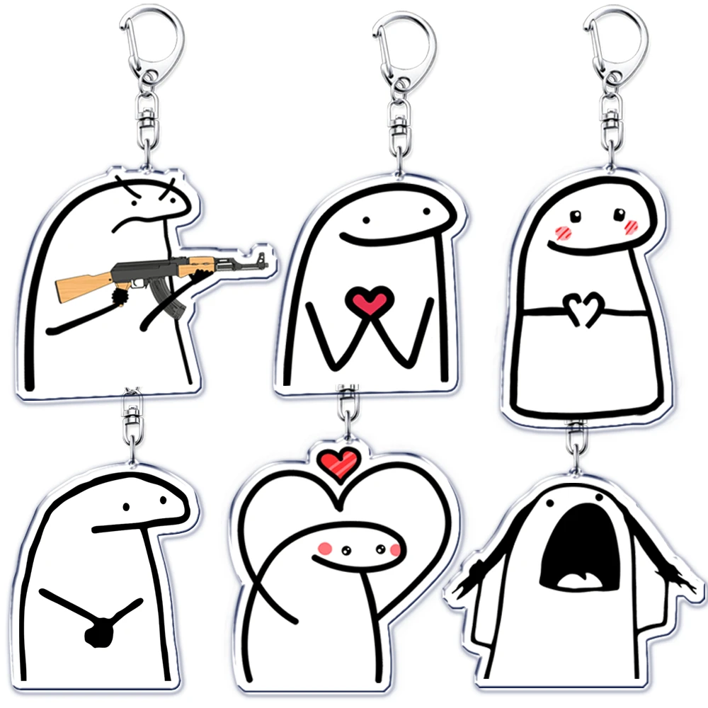 

Fun Flork of Cows with Love Heart Keychain for Accessories Bag Funny Comics Pendant Key Chain Ring Keyring Jewelry Fans Gifts