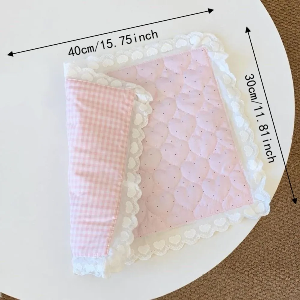 Love Lace Design Decorative Placemat Plaid Pattern Polka Dot Pattern Decorative Tablecloth Korean Style Coaster Set view 6