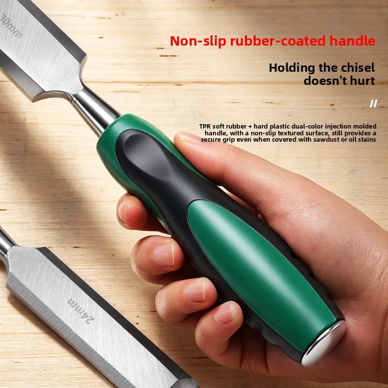 Sharpened Through‑Wood‑Carving Chisel, 6‑38mm Multi‑Purpose Strikable Woodworking Hand‑Chisel Kit Manual Groove Cutting