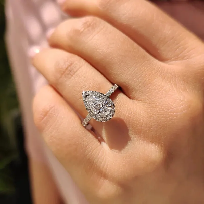 

1-2CT Pear Cut DEF-VS VVS Lab Grown Diamond IGI Certificate for Women Ring for Her IGI Certified Anniversary Gifts