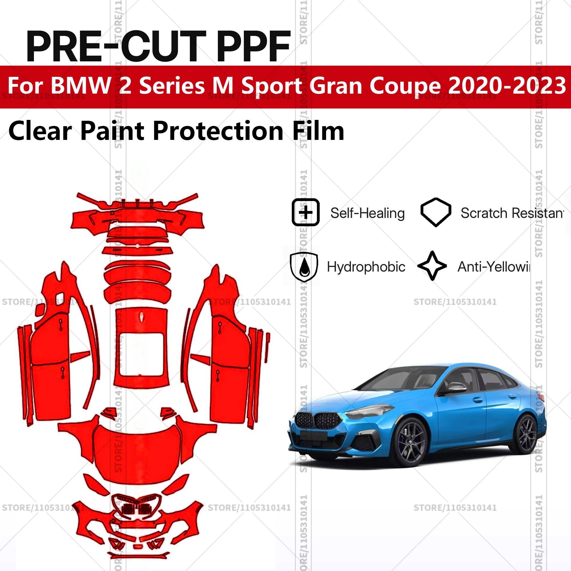 

For BMW 2 Series M Sport Gran Coupe 2020-2023 Pre-Cut Paint Protection Film PPF Transparent Car Film Automotive PPF Full Vehicle