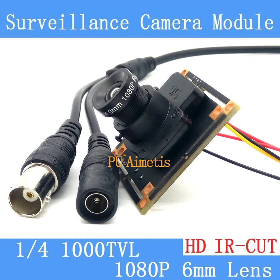 Módulo de placa PCB de câmera de segurança CMOS 1000TVL com filtro IR CUT de lente 1080P 3,6 mm 6 mm