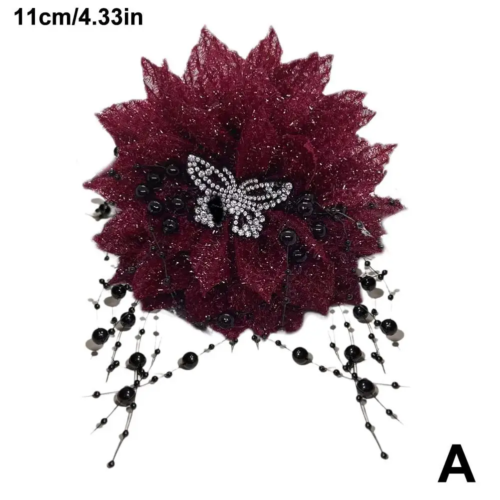 Peony Feather Tassel Hair Clip Flower Butterfly Tassel Clip Fashionable Unique Hair Accessory For Girls And Women I1H4