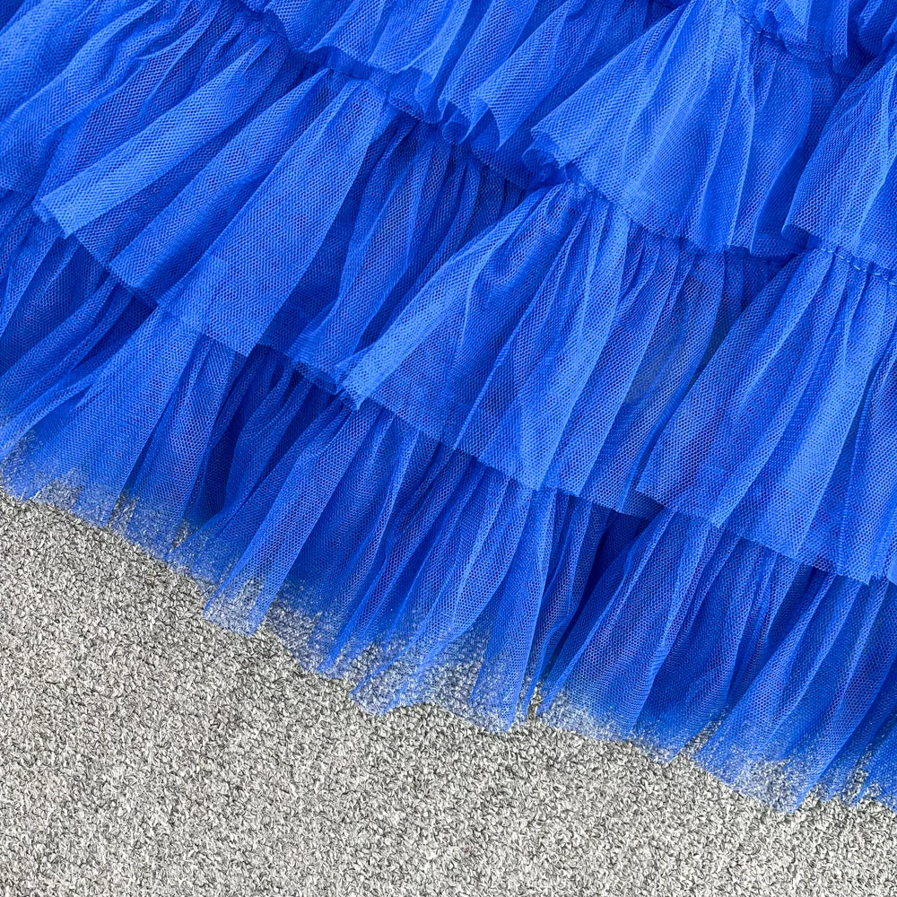 Super Long 97cm Maxi Tulle Skirts for Women 2023 New Chic Patchwork Cake Skirt Multilayer Large Swing A-Line Skirts Mujer Faldas