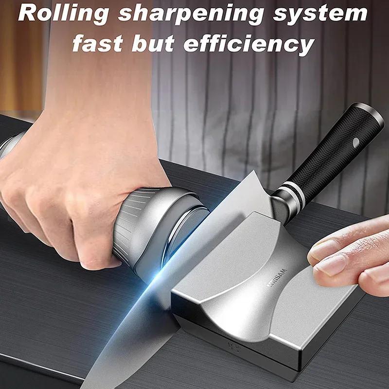 Imagem -02 - Rolling Knife Sharpener For Kitchen Diamond Sharpening Stone Metal Magnetic Grinding System Acessório do Rolo 15 18 20 Ângulo de 25 Graus