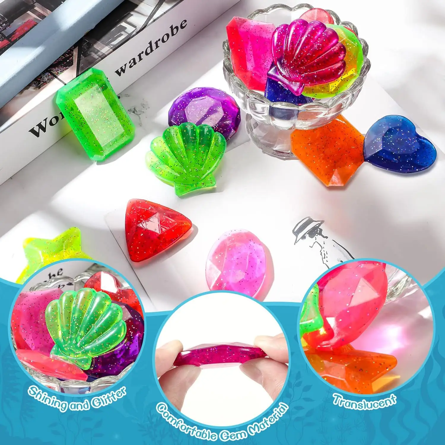 Brinquedos de mergulho para crianças, Sinkers de piscina, Simulação Fake Gems, Diamantes coloridos, Aperto de treinamento interativo, Meninos