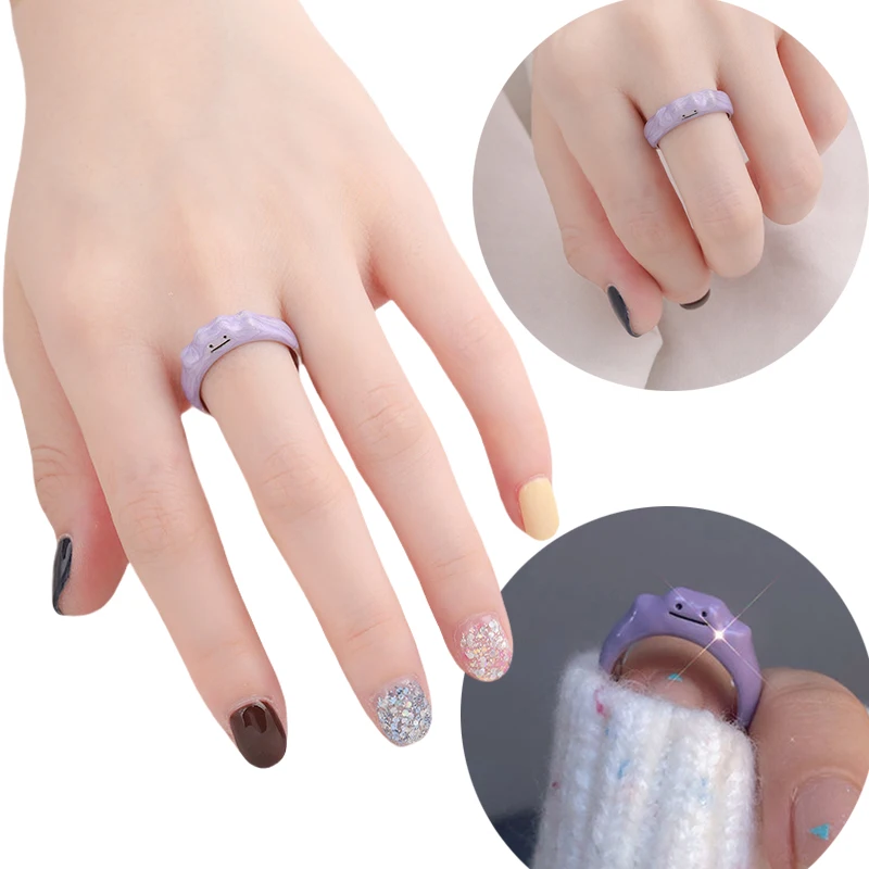 Pokemon Ditto Ring Einstellbare Größe Trend Schmuck Zubehör Männlich Weiblich Geschenk Liebhaber Silber Farbe Ring Geburtstag Geschenk Mädchen Frau