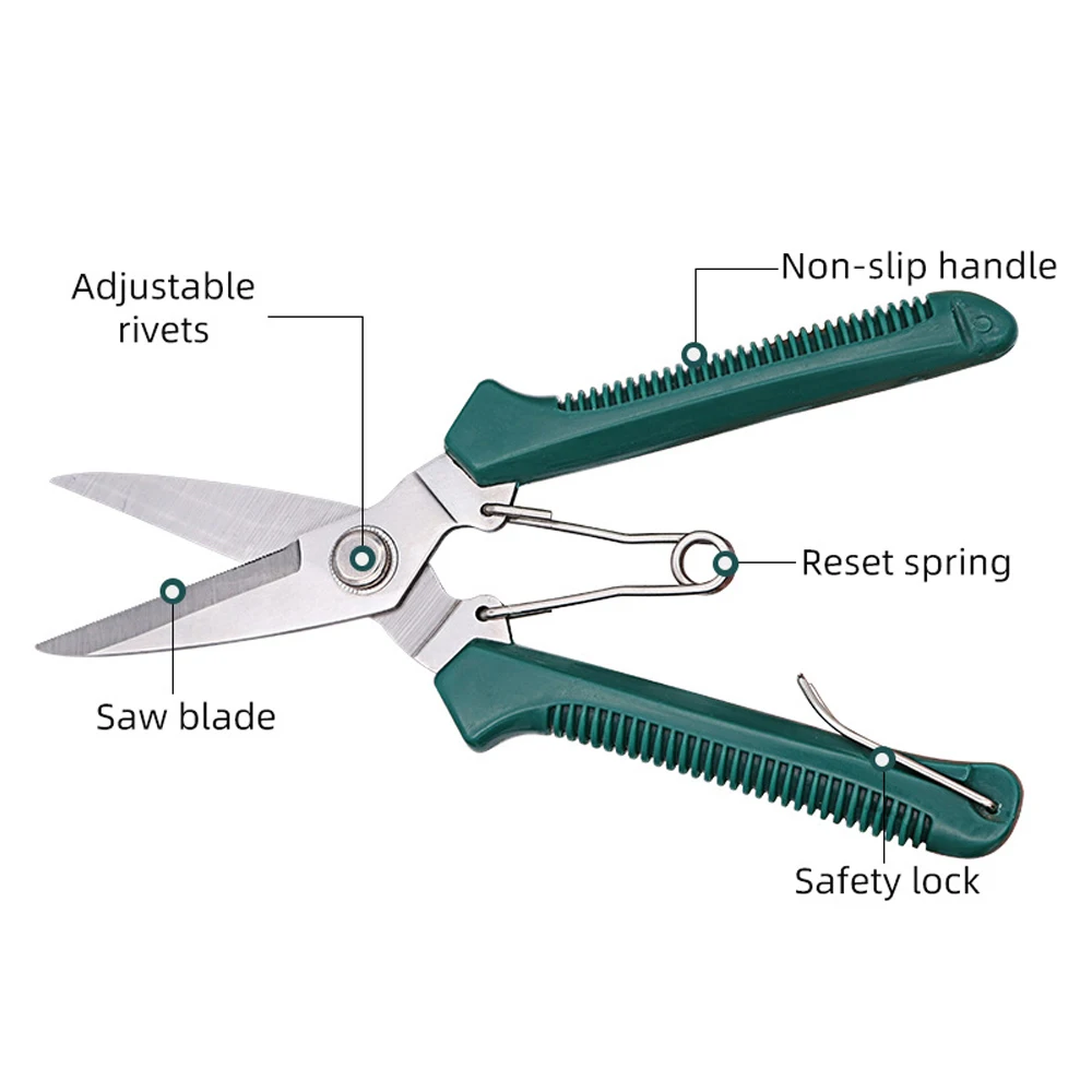190mm Garden Straight Head Pruning Shears Stainless Steel Non Slip Handle Secateurs Handy Trimming Tool for Home Use Garden Tool