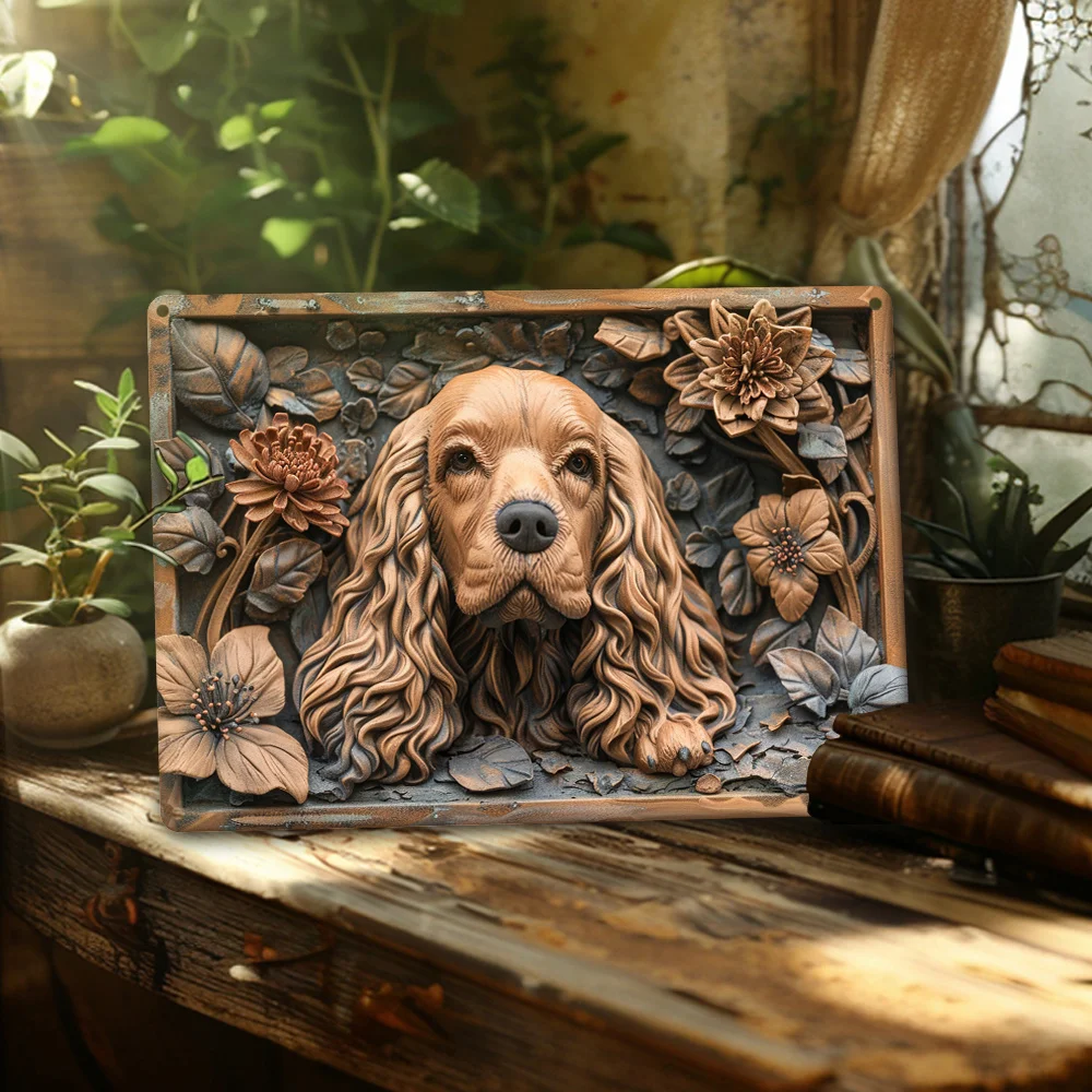 Charming English Cocker Spaniel Metal Sign -Perfect Forr Decor, Ideal For Apartments, Bathrooms, Funny Vintage Style, Great Gift