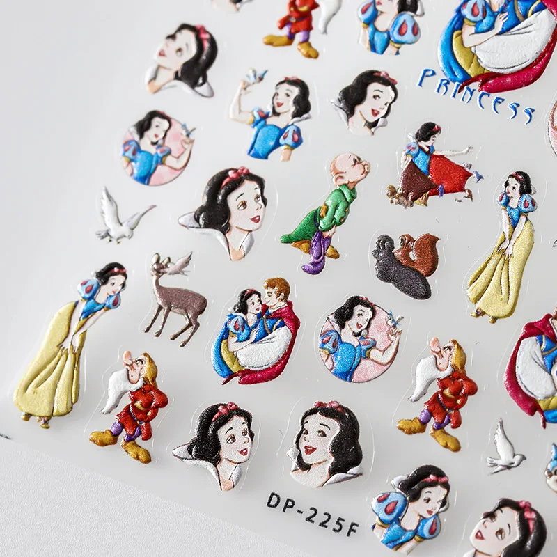 

5D Мультяшные диснеевские наклейки для ногтей принцессы с прессом на ногтях аниме Белоснежка Русалка Принцесса рельефные наклейки украшение для дизайна ногтей