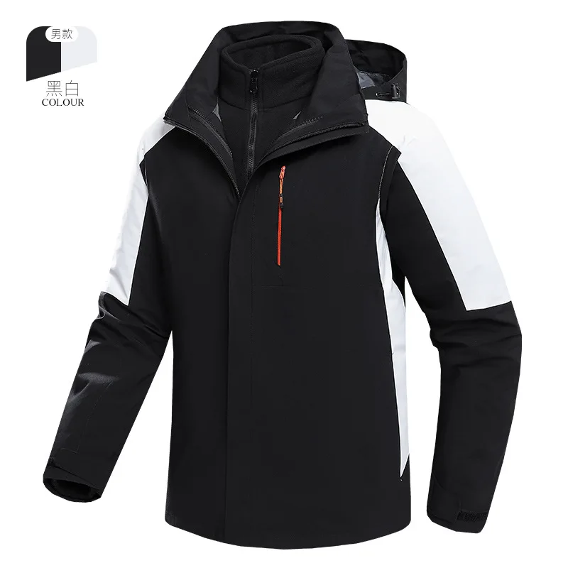 ฤดูหนาวของเขาและเธอกันน้ํากลางแจ้ง 3-in-1 ชุด Thicken Windbreaker WARM Camping การล่าสัตว์ Trekking เสื้อคู่