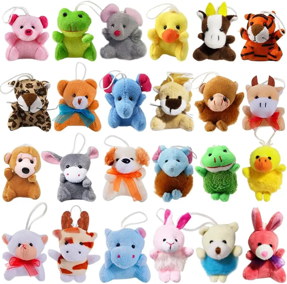 

Набор из 24 миниатюрных плюшевых игрушек-животных, милые брелоки-зверушки для детских подарков, сувениров для вечеринок и наполнителей для подарочных мешочков