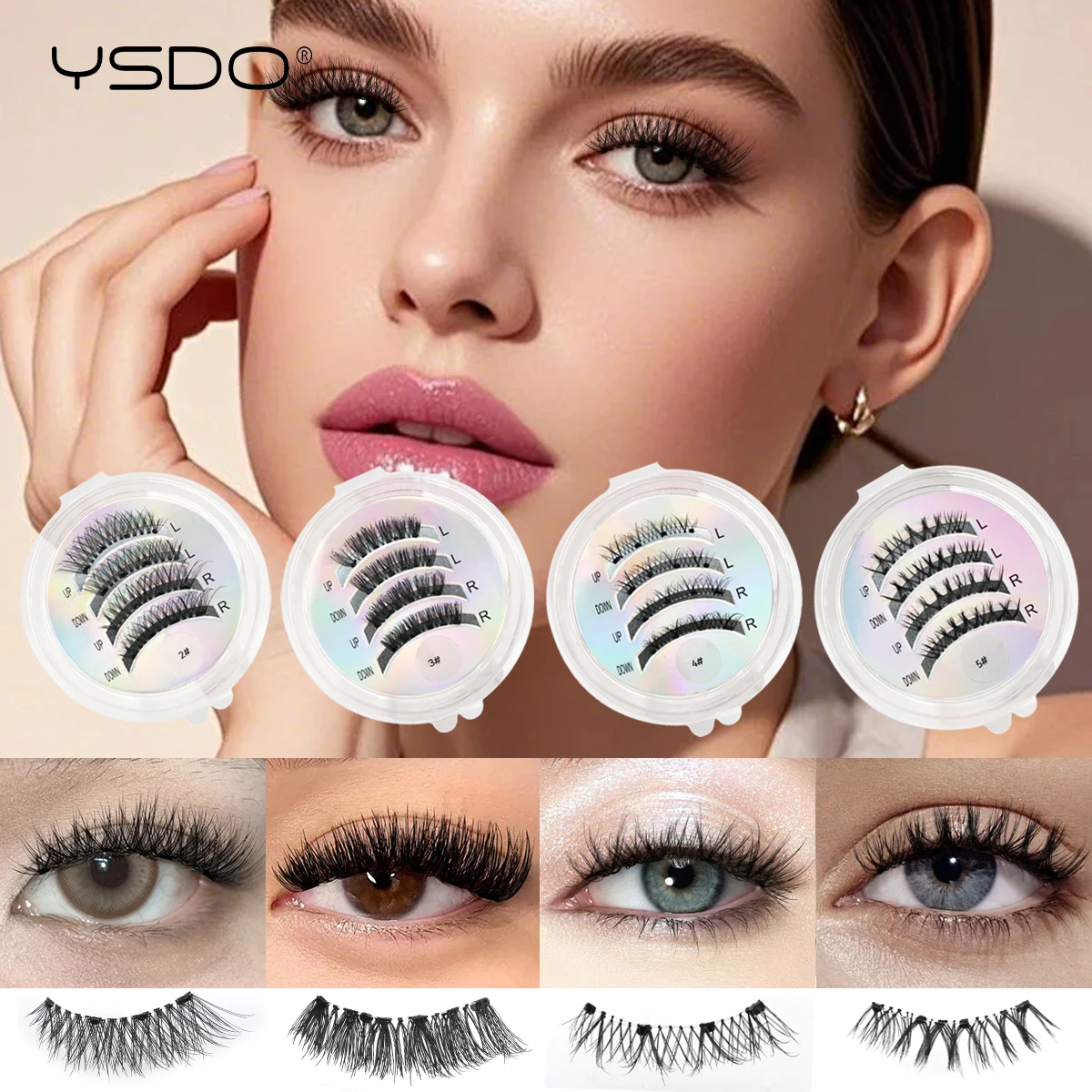 YSDO رموش مغناطيسية ناعمة قابلة لإعادة الاستخدام رموش صناعية قصيرة ثلاثية الأبعاد مع قضيب رموش مغناطيسية خالية من الغراء رموش بالمنك الصناعي الطبيعي #4