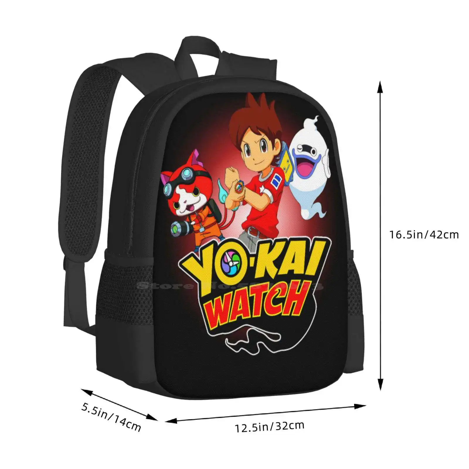 Yokai-Horloge Patroon Ontwerp Bagpack Schooltassen Yokai Horloge Yo Kai Horloge Jibanyan Komasan Fluisterend Youkai Horloge Anime Schattige Geest