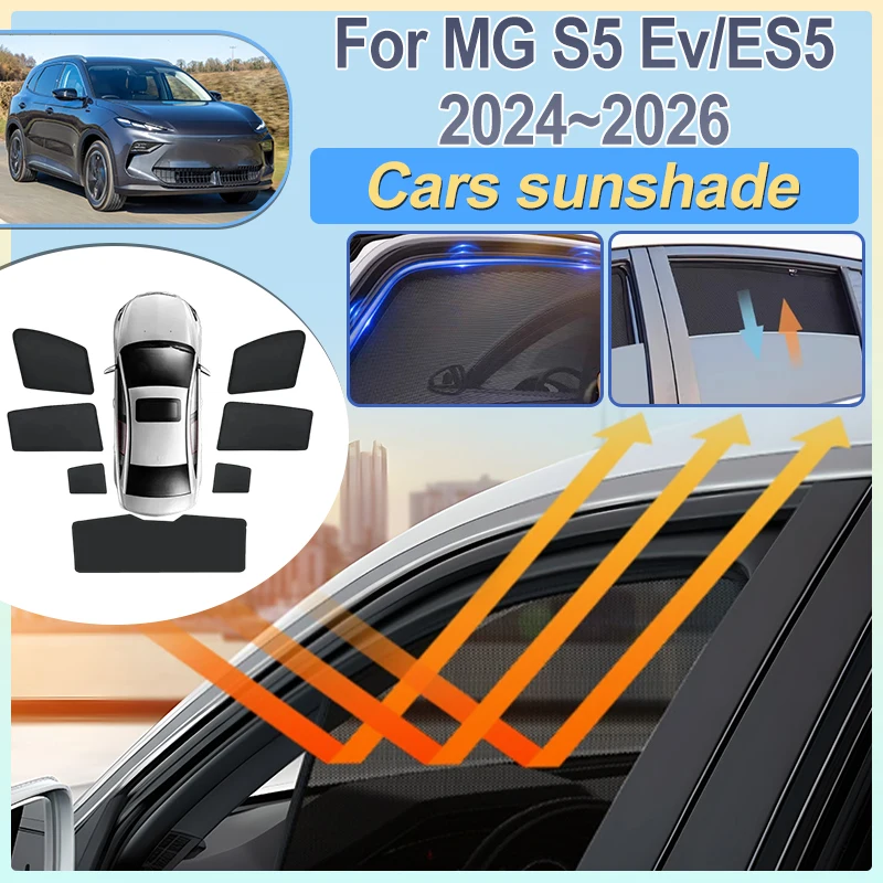 

Аксессуары для MG S5 EV 2024 2025 2026, MG ES5, ES34: Солнцезащитные шторки на боковые окна, магнитные занавески, козырьки от солнца, аксессуары