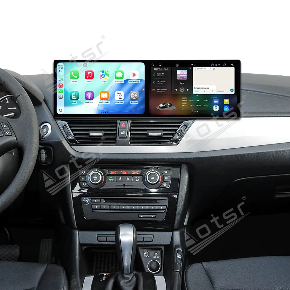 Dual Screen 9.1 Inch Android15 Carplay Inch Touch Screen For BMW X1 2009-2016 Multimedia Player Car GPS Navigation HeadUnit Auto