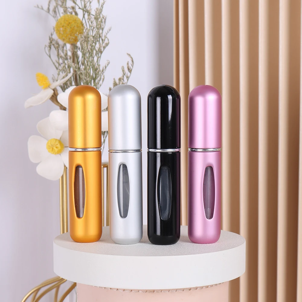 Hot sale 4/piece multicolor aluminum 5ml perfume bottle essential oil cologne spray bottle can be carried on airplane travel