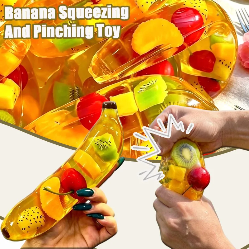 1PC Soft Maltose Banana Squishy Slow Rising Stretchy Sensory Fidget Stress Reliever Decompression Toy for Boys Girls