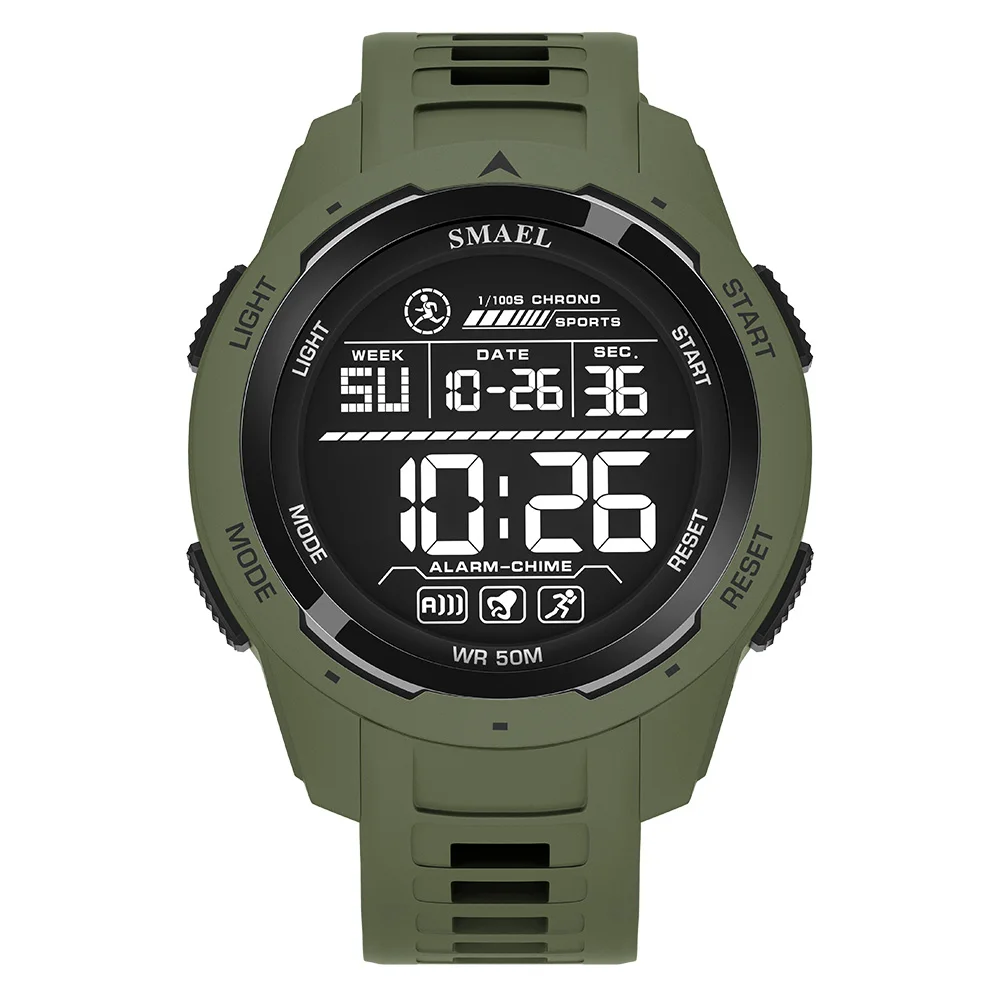 SMAEL Digital Watches Sports LED Wristwatches Men\'s 50m Waterproof Sport Watch Digital Light Stopwatch 8105 Military Watch Men