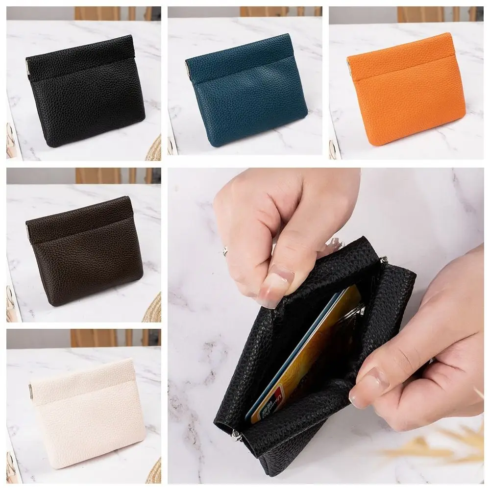 

PU Leather Self-closing Coin Purses Large Capacity Cosmetic Lipstick Bag Data Cable Storage Bag Card Holder Jewelry Packing Bag