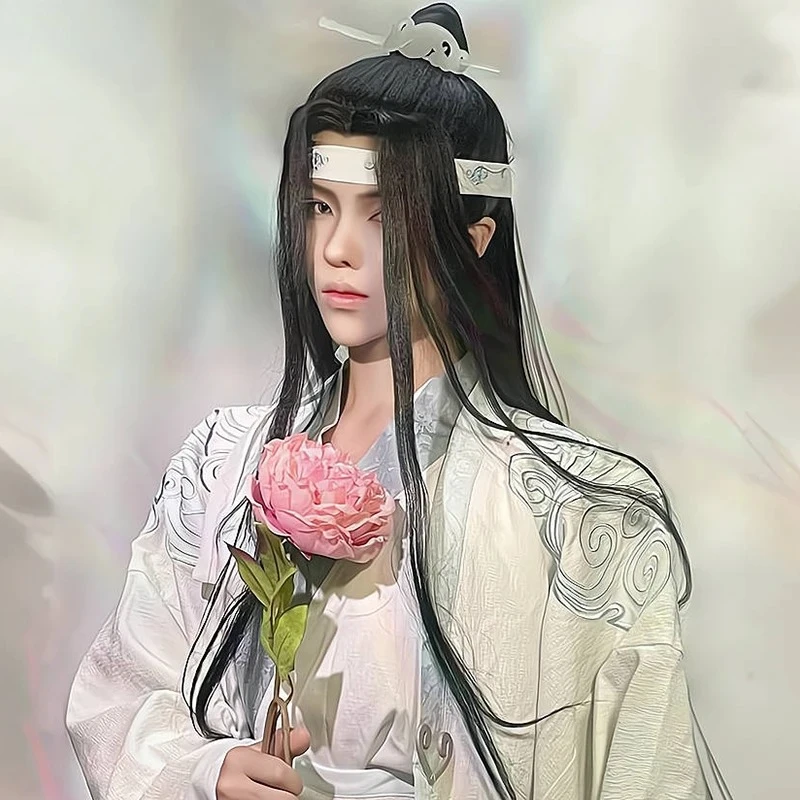 Lan Zhan Cos Kunsthaar Dämon Dao Patriarch Antikes Kostüm Held Lan Vergessen Sie glattes Haar Air Bangs Universal Comic Show Hood