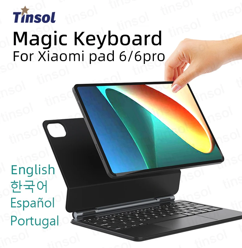 

Backlight Magic Keyboard for Xiaomi Pad 6 Pro Case 11 inch xiao MI 6 Cover with Bluetooth Keyboard Portuguese Spanish English