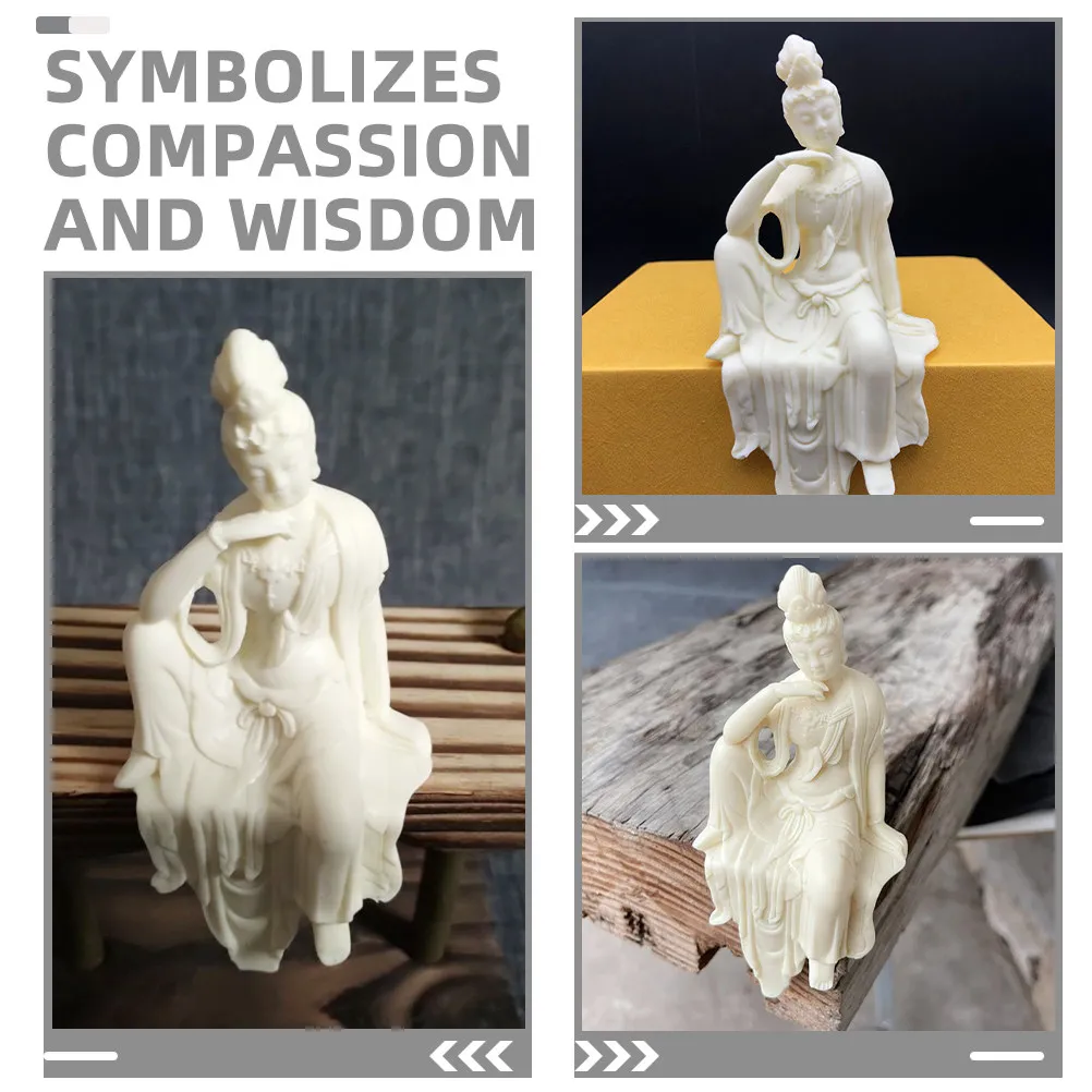 Picture 4: Guanyin Buddha Statue Carved Nut Feng Shui Ornament Bodhisattva Meditation Home Office Living Room Decoration Buda Statues