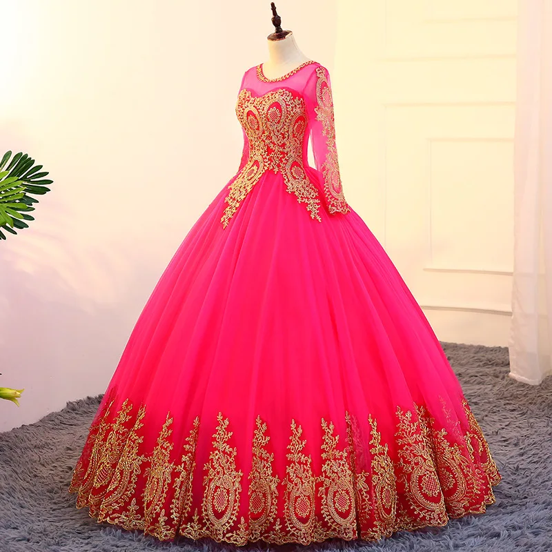 Customized Fashion Ball Gown Women Quinceanera Dresses Appliques Long Sleeves Prom Birthday Party Gowns Formal Vestido De Fiesta