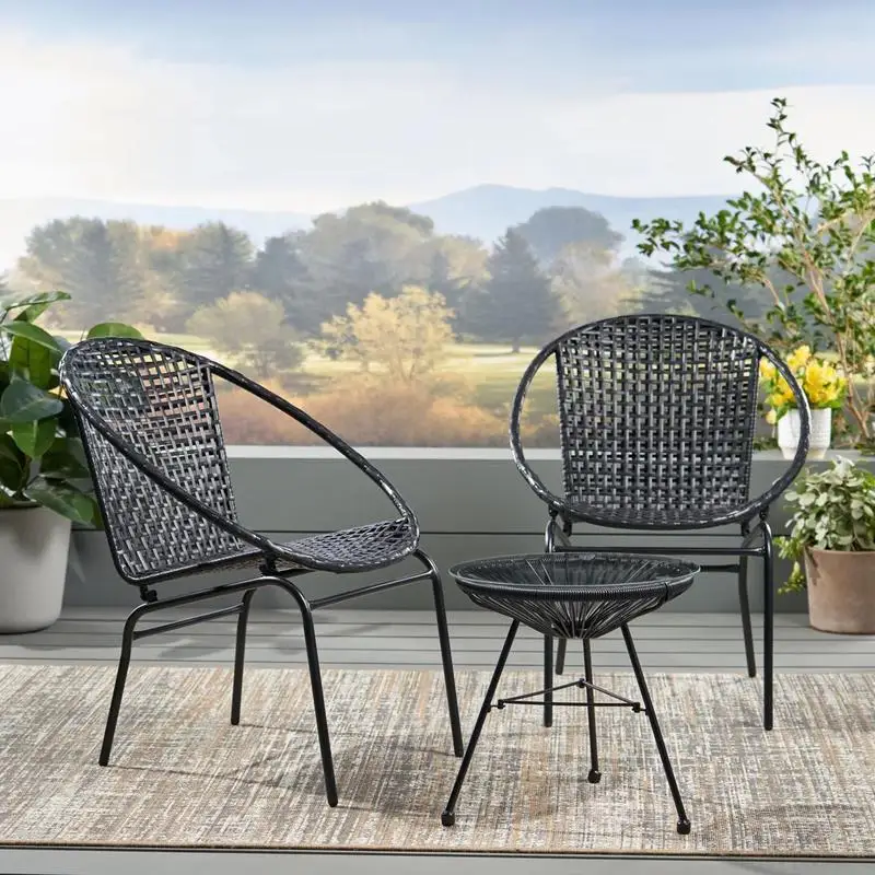 2-Person PE Wicker Outdoor Seating Set - Stylish & Durable Garden Furniture for Relaxation
