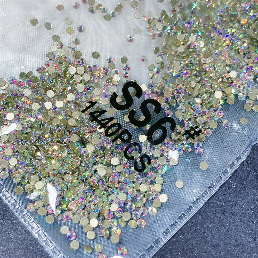 مسمار حجر الراين 1440 قطعة/الحقيبة مختلط الحجم مسطحة القاع الكلاسيكية نصف جولة سحر البريق الجليد شفافة DIY زينة مجوهرات أظافر