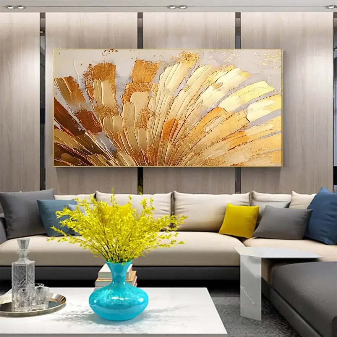 Scandinavian Classic Society Painting Wall Art Abstract Gold Hand Painted Painting Poster Print Home Bedroom Living Room Decor