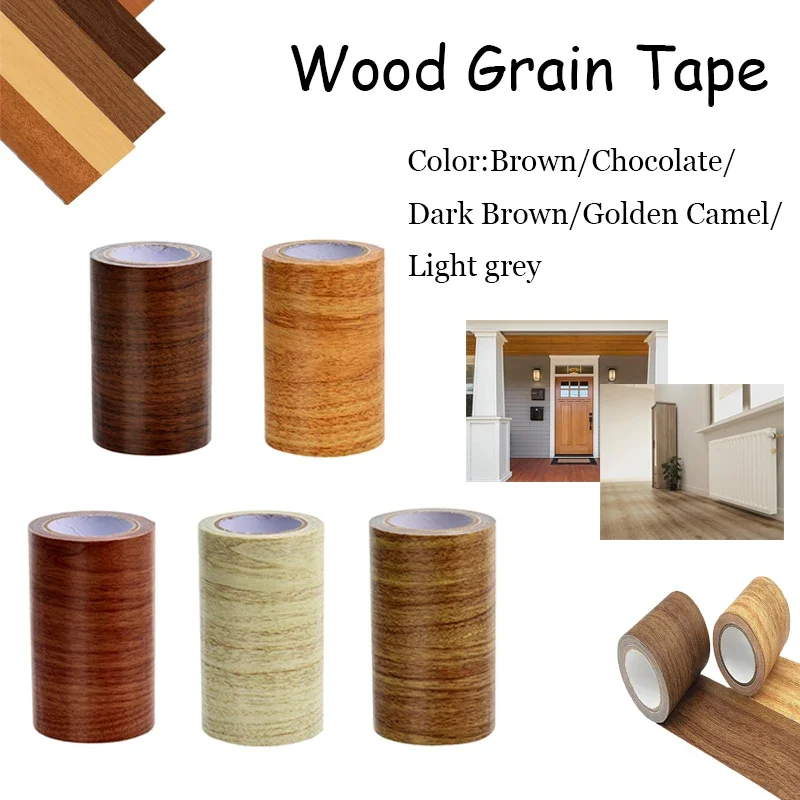 

4.57M/Roll Realistic Wood Grain Repair Adhesive Tape Floor Furniture Skirting Line Cover Home Renovation Decorative Edge Trim