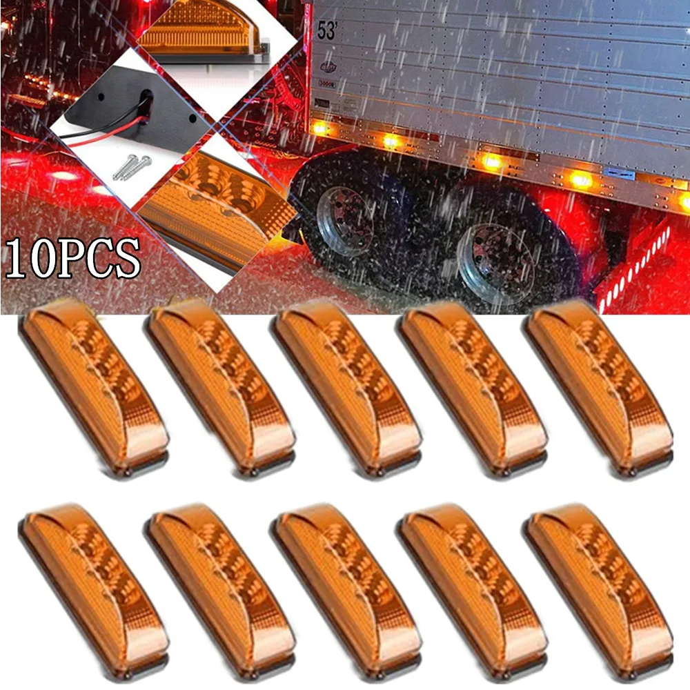 10PCS 3LED Lights 12V-24V Truck Marker LED Side Lamp White Red Amber Indicator Rear Tail Lamp for Pickup Car Side Marker Lights