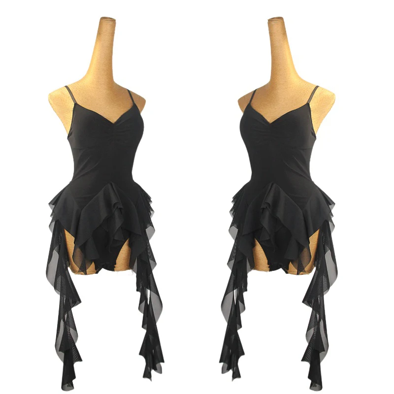 

Latin dance practice tops for women sexy black slimming fashion top for girls modern dancing professional training outfit