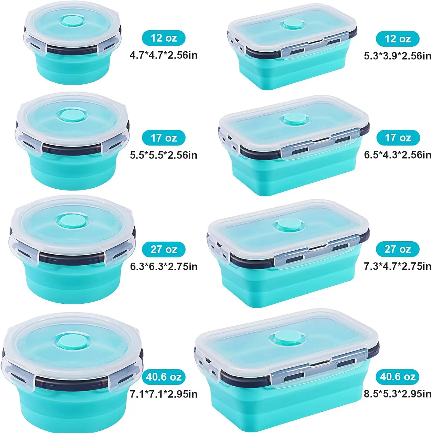 16 Collapsible Food  Containers with Lids, Silicone Food  Containers, Collapsible Bowls, Collapsible Food Containers, Silicone  