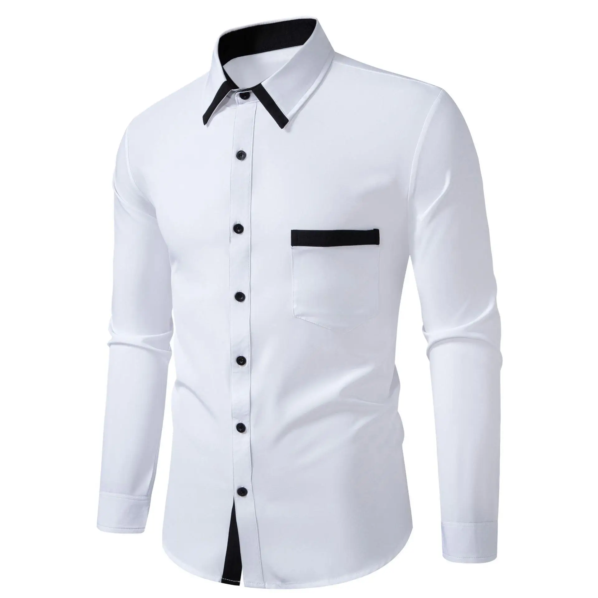 

Men's Color Block Shirt Long Sweed Shirt Cardigan Printed Polyester Blend Casual Fashion British Style Inner Wear Summer 2015